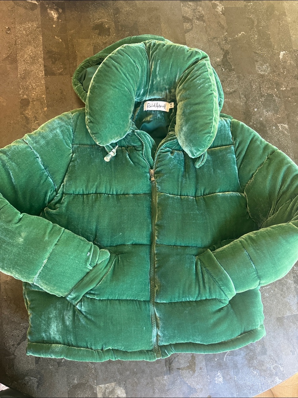 Emerald Green Velvet Puffer Jacket Anthropologie